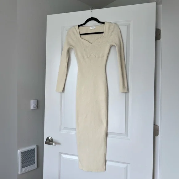 Meshki Cream Long Sleeve Knit Dress - Picture 1 of 4